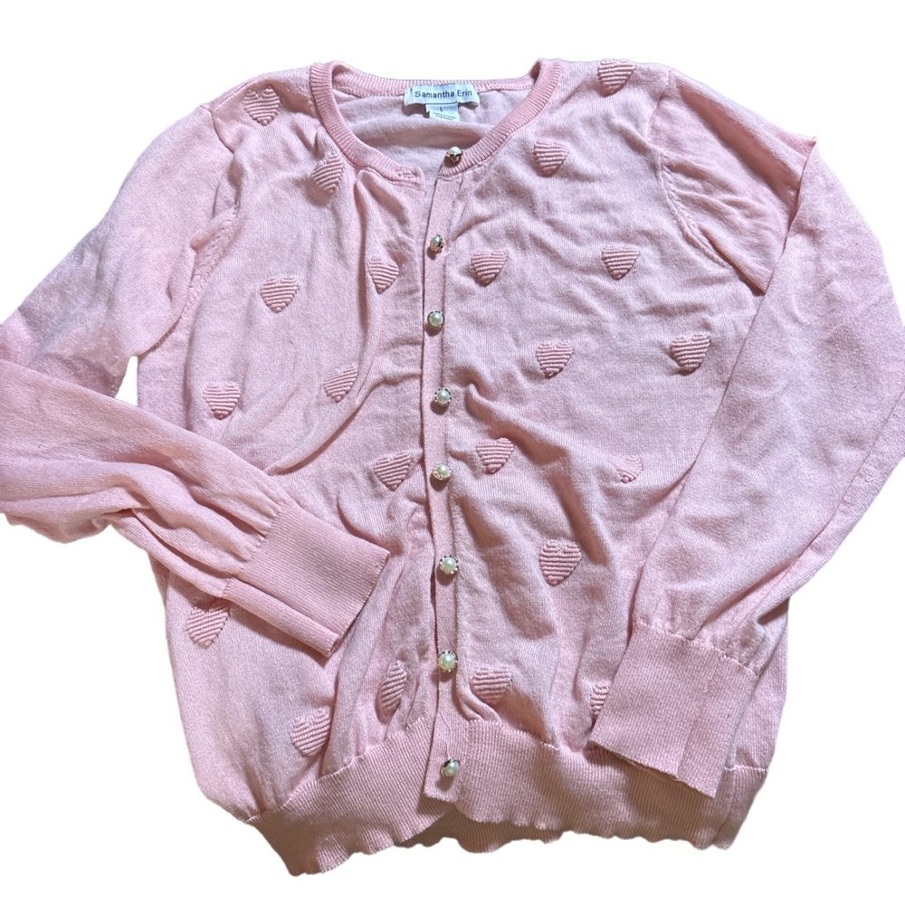 Charming Pink Heart Knit Cardigan